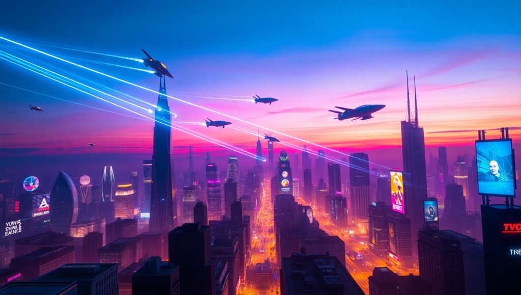 Futuristic Skyline in Motion – free AI stock image