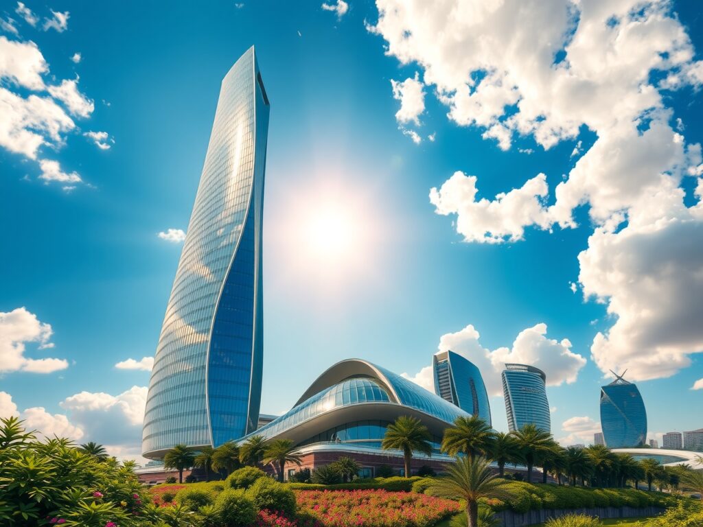 Futuristic Skyscraper with Glass Facade – free AI stock image