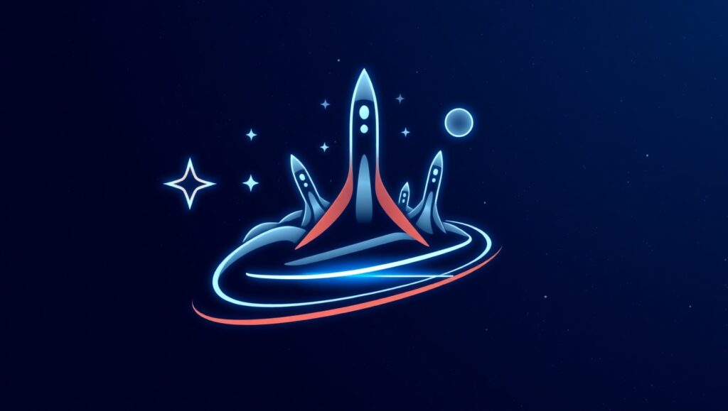 Futuristic Space Exploration Logo – free AI stock image