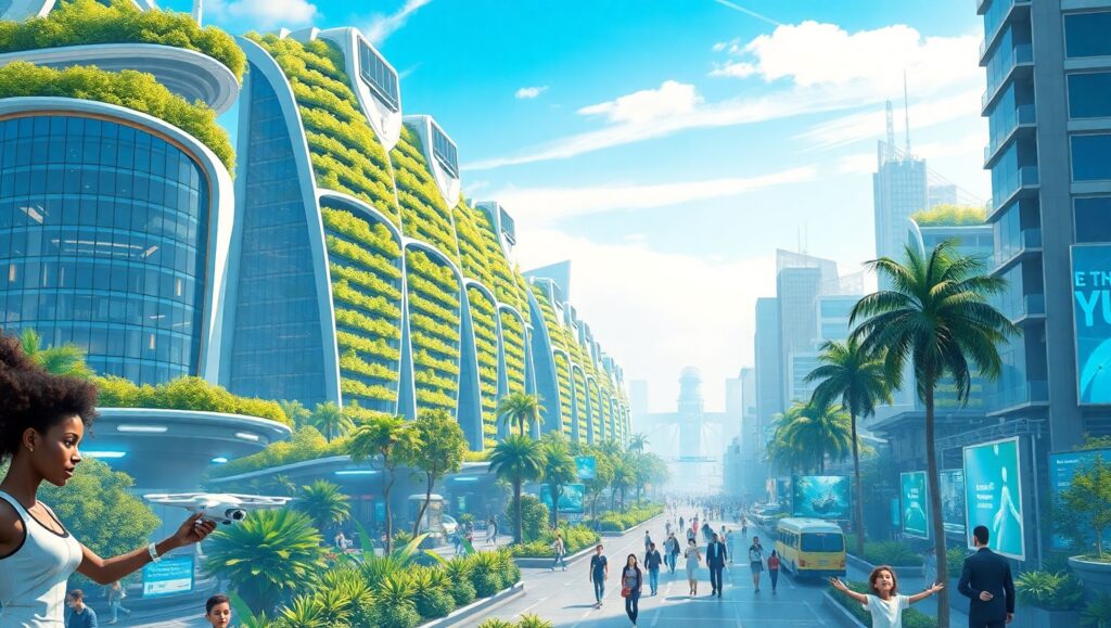 Futuristic Sustainable Cityscape Design – free AI stock image