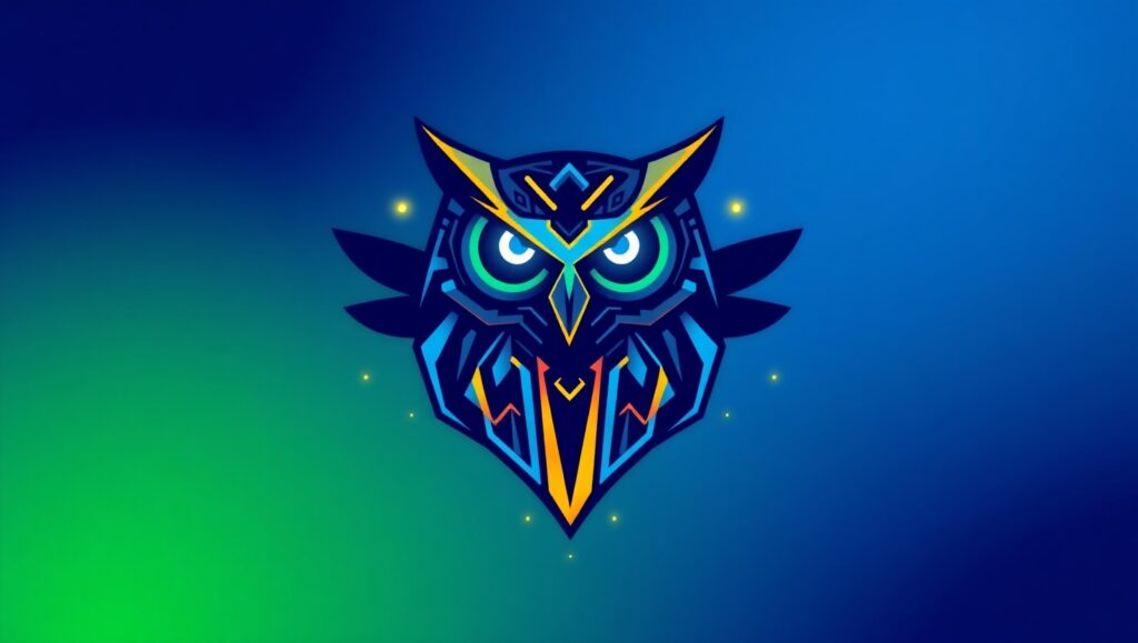 Futuristic Tech Owl Logo – free AI stock image