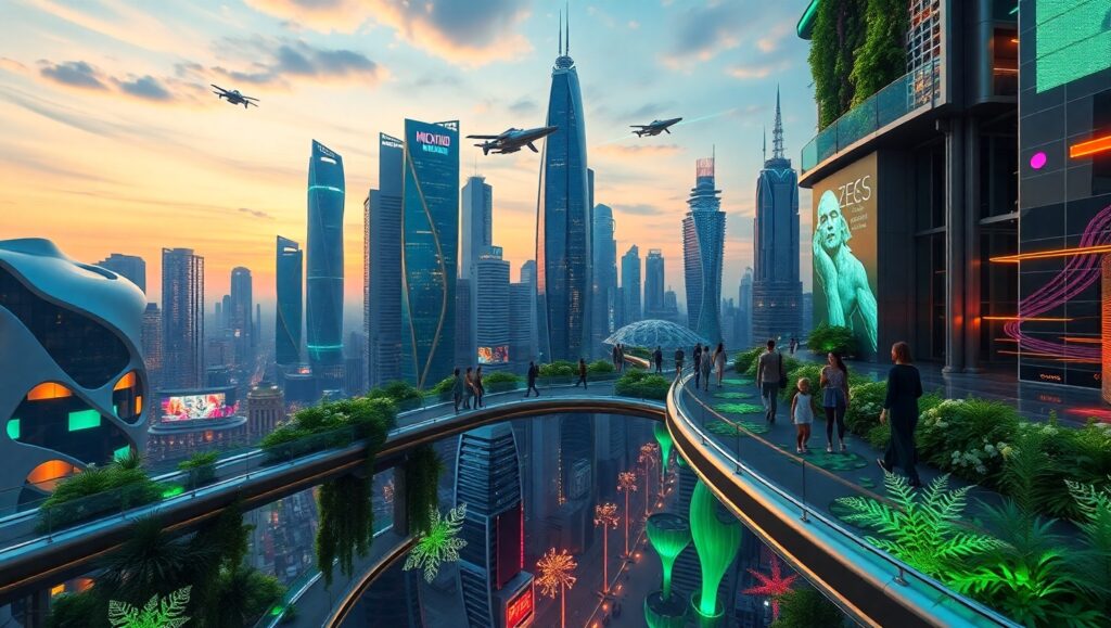 Futuristic Urban Harmony – free AI stock image
