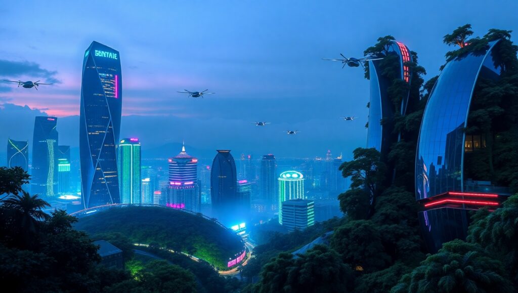 Futuristic Urban Nature Harmony – free AI stock image