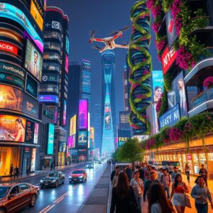 Futuristic Urban Technology Landscape – free AI stock image