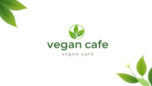 Futuristic Vegan Cafe Logo – free AI stock image