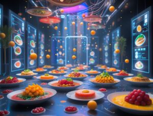 Futuristic Virtual Reality Food Experience – free AI stock image