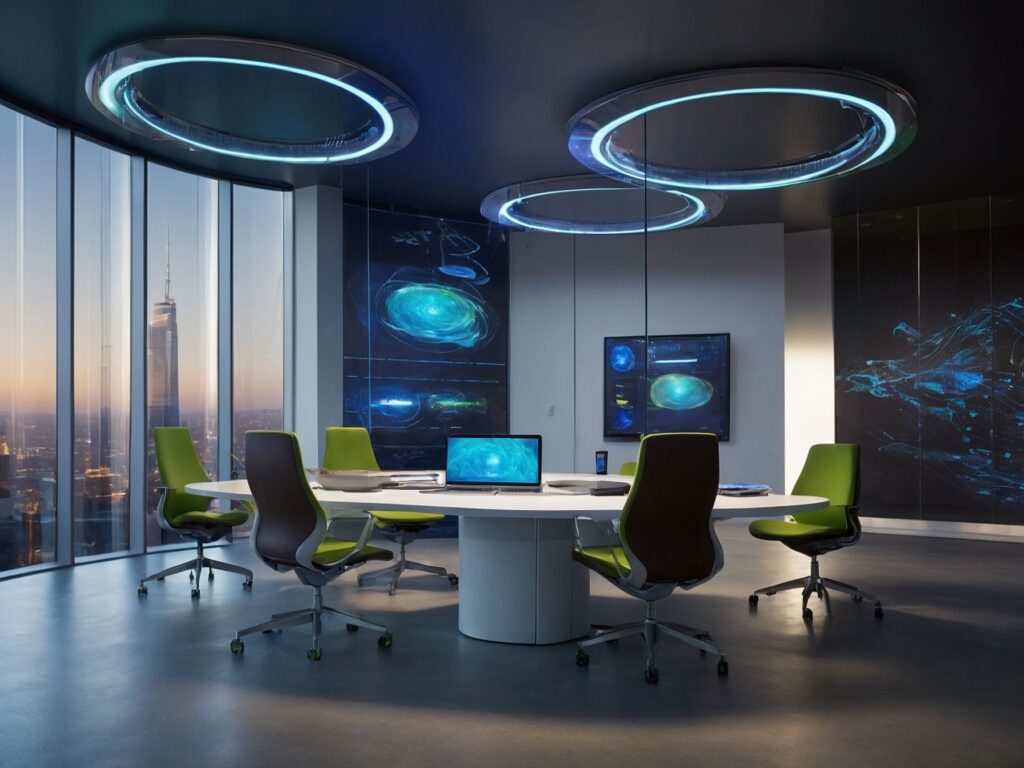 A Futuristic Workspace with Advanced Gadgets – free AI stock image