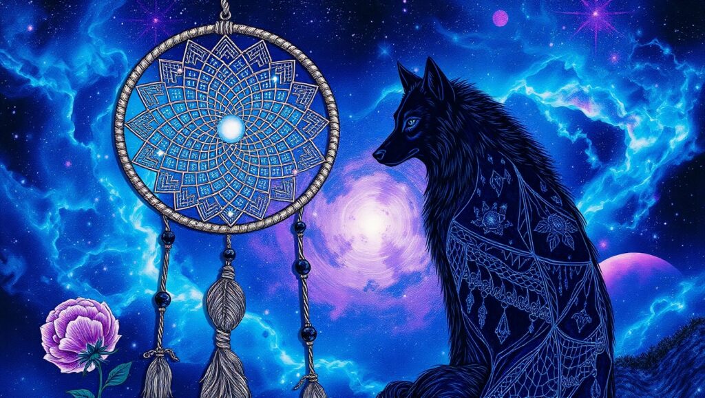 Galactic Dreamcatcher Tattoo Design – free AI stock image
