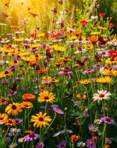 A Garden of Vibrant Wildflowers in Bloom – free AI stock image
