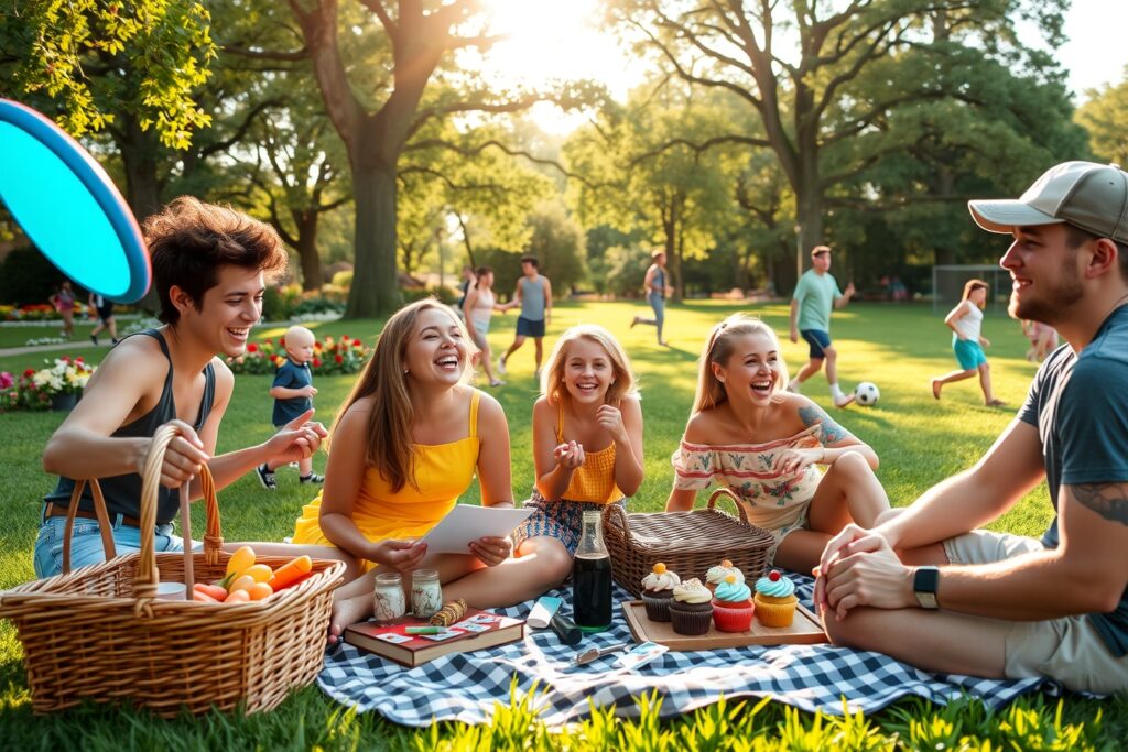 Gathering of Friends at the Park – free AI stock image