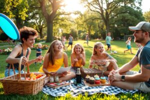 Gathering of Friends at the Park – free AI stock image