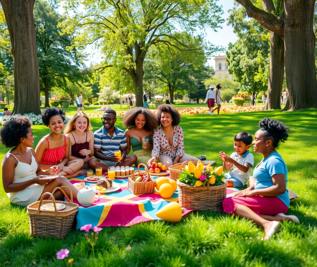 A Gathering of Friends in a Vibrant Park – free AI stock image