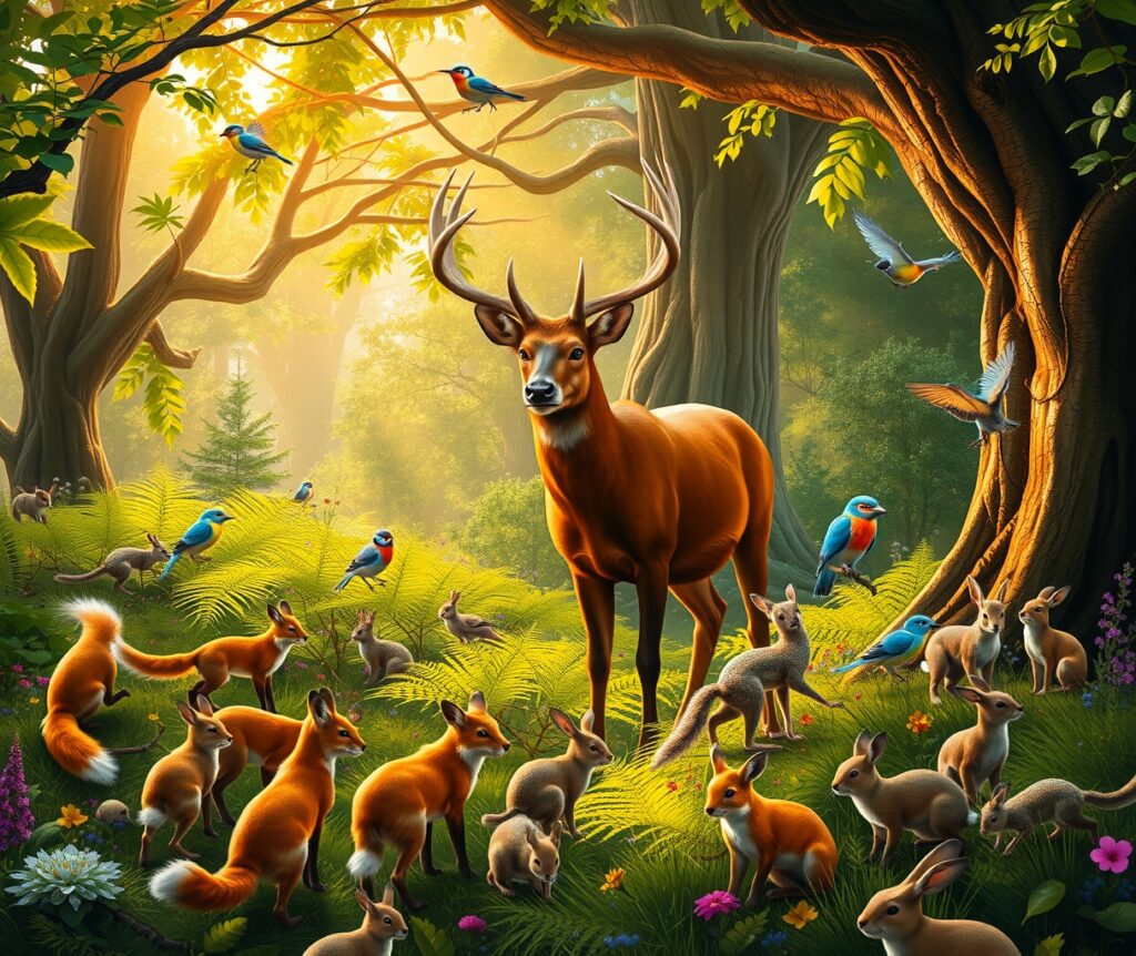 A Gathering of Majestic Forest Animals – free AI stock image
