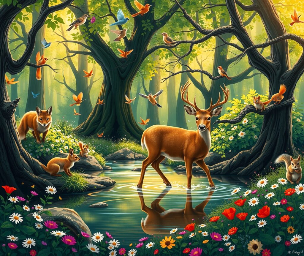 Gentle Creatures of the Forest – free AI stock image