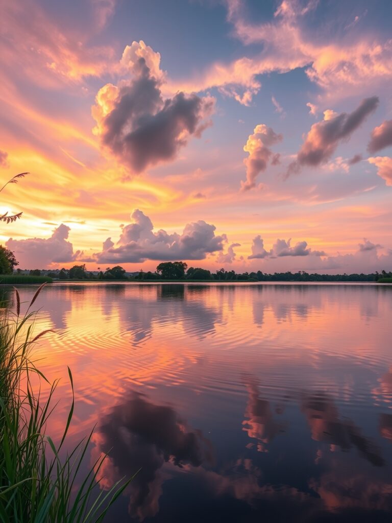 Gentle Ripples on a Serene Lake – free AI stock image