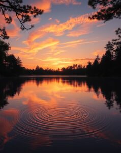 Gentle Ripples on a Tranquil Lake – free AI stock image