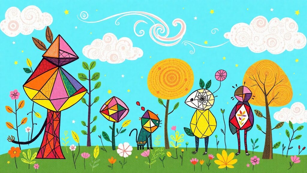 Geometric Forest Creatures – free AI stock image