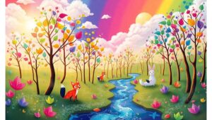 Geometric Forest Fantasy – free AI stock image