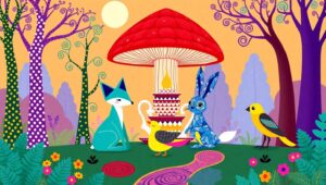 Geometric Forest Tea Party – free AI stock image