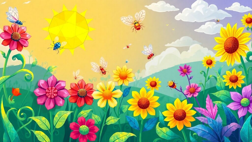 Geometric Garden of Colors – free AI stock image