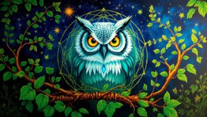 Geometric Owl Tattoo Design – free AI stock image