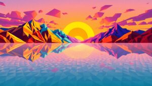 Geometric Serenity in Low-Poly – free AI stock image