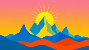 Geometric Sunlit Landscape – free AI stock image