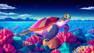 Geometric Turtle in Starry – free AI stock image