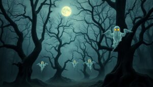 Ghostly Whispers in the Forest – free AI stock image