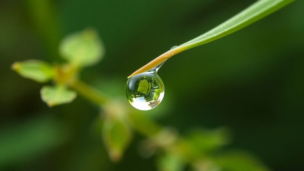 Glistening Dew on Leaf – free AI stock image