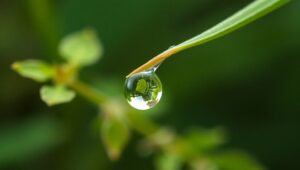 Glistening Dew on Leaf – free AI stock image