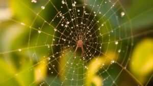 Glistening Dew on Spider – free AI stock image