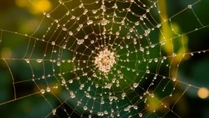 Glistening Spider Web in Macro – free AI stock image