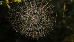Glistening Spider Web in Morning Light j48 – free AI stock image