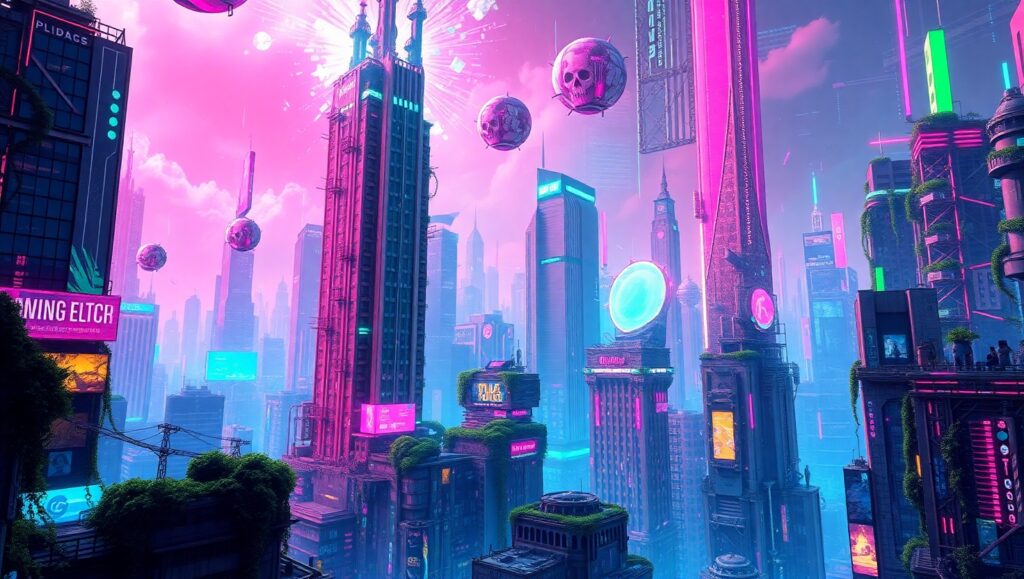 Glitched City of Tomorrow – free AI stock image
