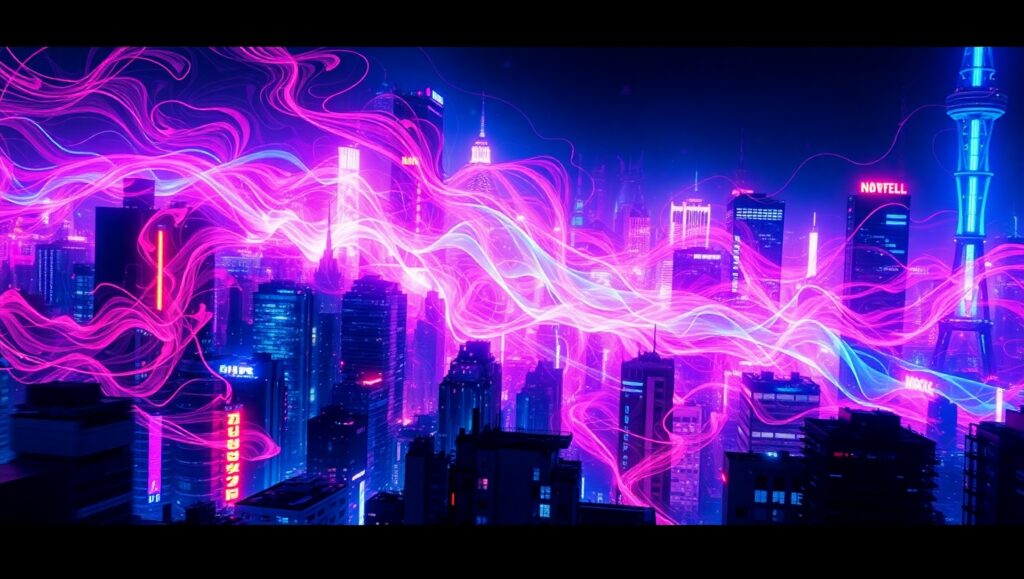 Glitched Cityscape Meltdown – free AI stock image