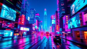 Glitching Urban Dreamscape – free AI stock image