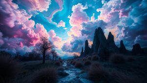 Glitchy Dreamscape of Distorted Colors – free AI stock image