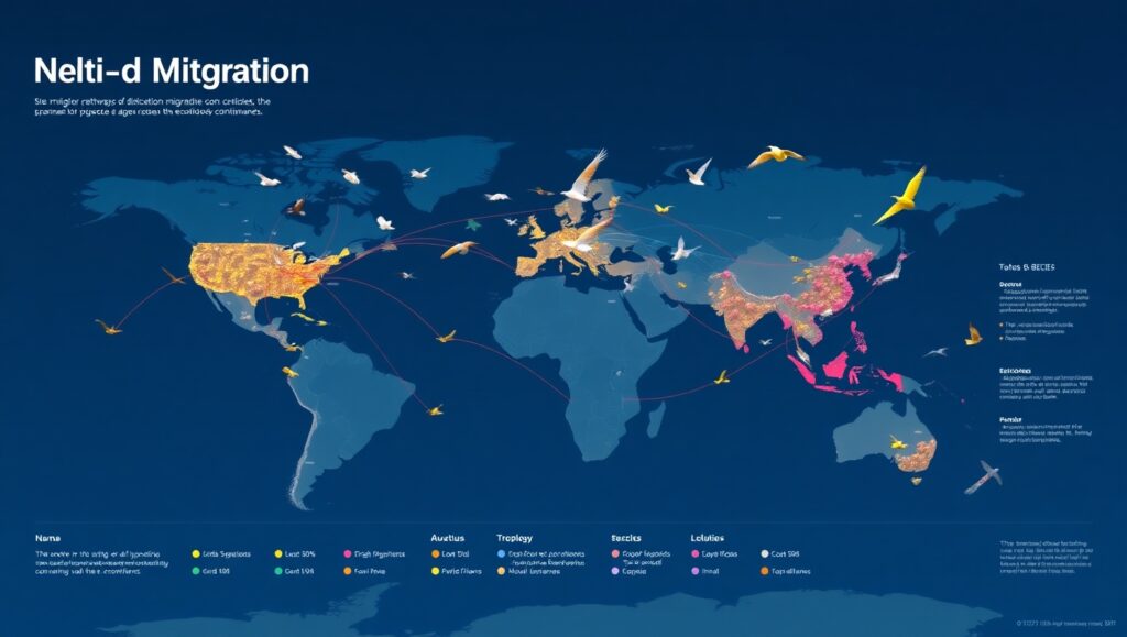 Global Bird Migration Patterns Visualized – free AI stock image