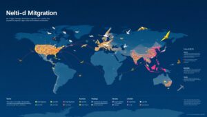 Global Bird Migration Patterns Visualized – free AI stock image