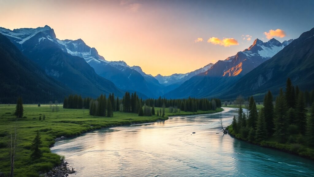 Golden Bronze Mountains at Sunset – free AI stock image