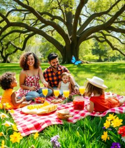 Happy Family Picnic in the Park – free AI stock image