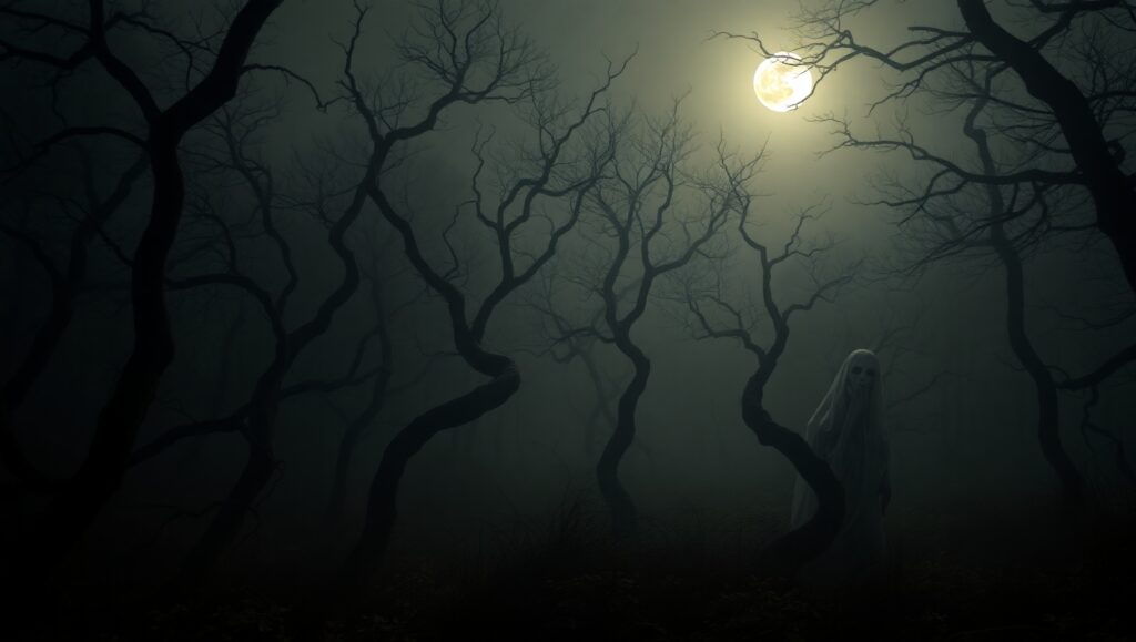 Haunted Forest of Shadows – free AI stock image
