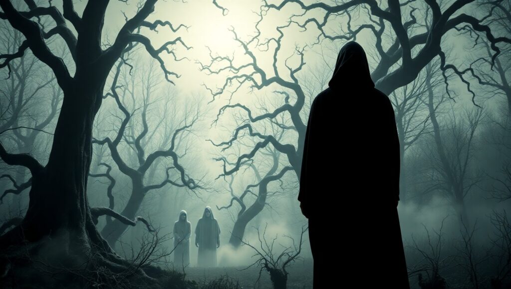Haunted Forest Under Moonlight – free AI stock image