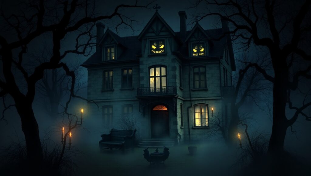 Haunted House in Eerie – free AI stock image