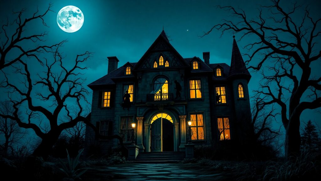 Haunted House Under the Moonlight – free AI stock image