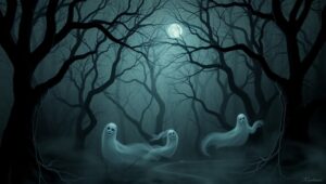 Haunted Midnight Forest – free AI stock image