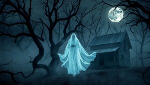 Haunting in the Foggy Forest – free AI stock image