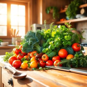 Healthy Cooking in a Cozy Kitchen – free AI stock image