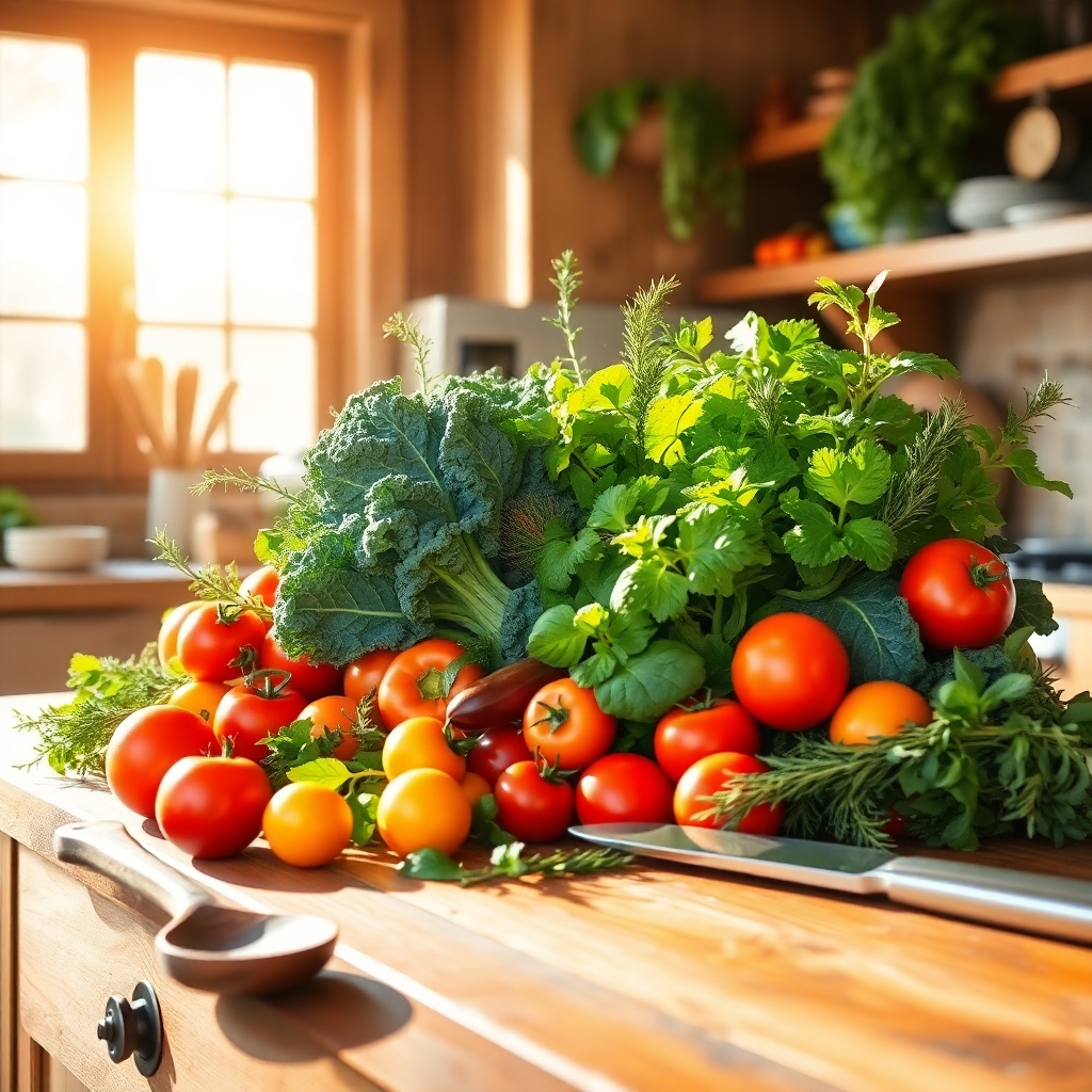 Healthy Cooking in a Cozy Kitchen – free AI stock image